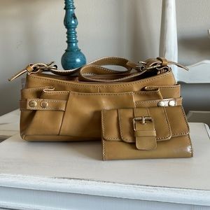 Camel colored purse and matching wallet